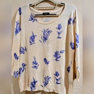 Premise Studio Off White and Light Purple Sweater Medium